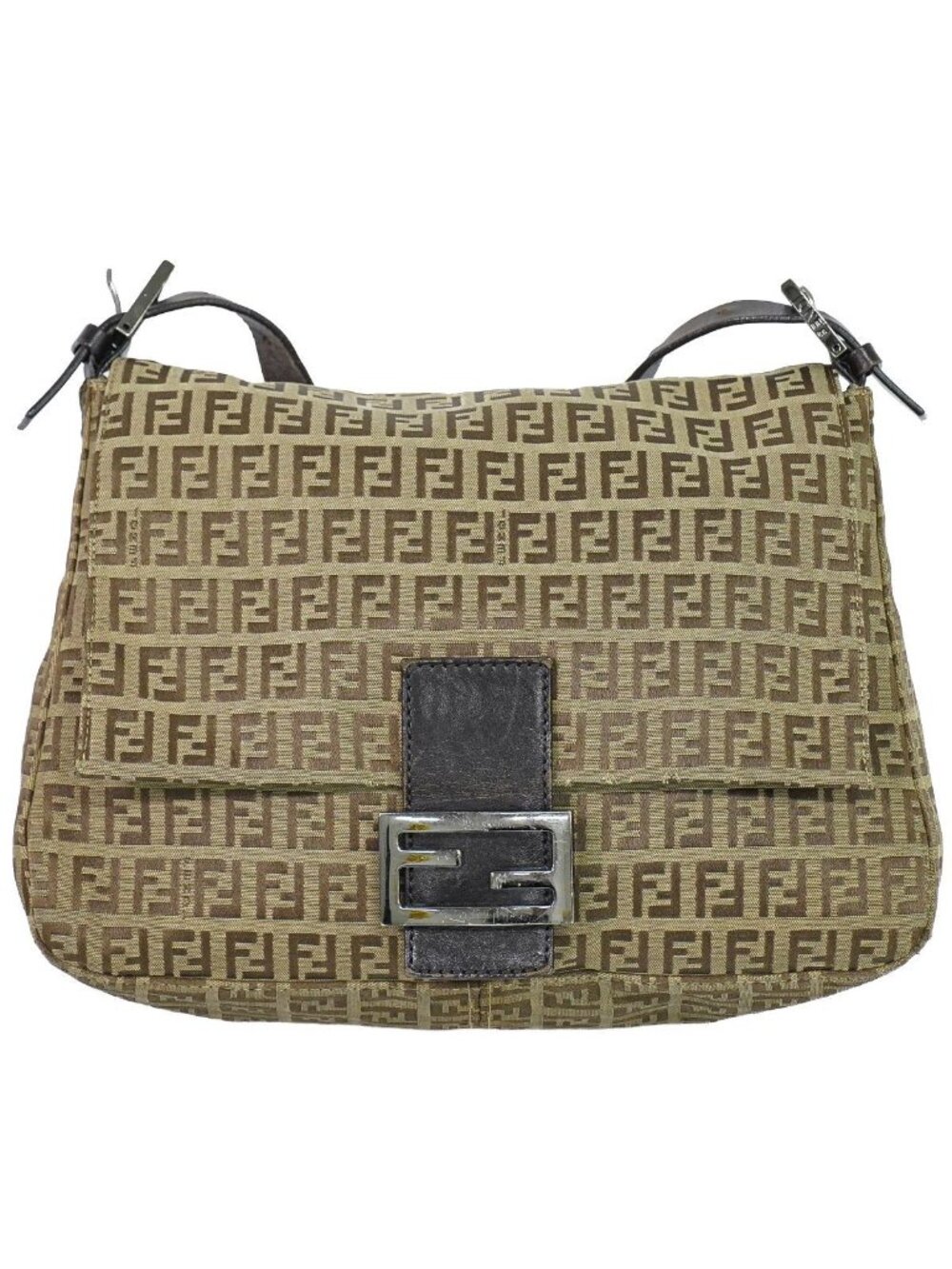 Fendi Mamma Bucket Zucchino Shoulder Bag Canvas Brown